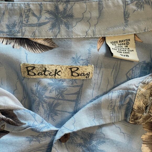 Batik Bay Hawaiian Camp Shirt Mens Size 3XB Light Blue Tropical Aloha Button 3X - Picture 4 of 6